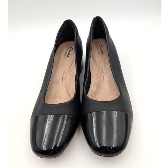 Clarks Marilyn Sara Block Heel Pumps Round Toe Women's Black Size US10M EU41.5 - Picture 1 of 8